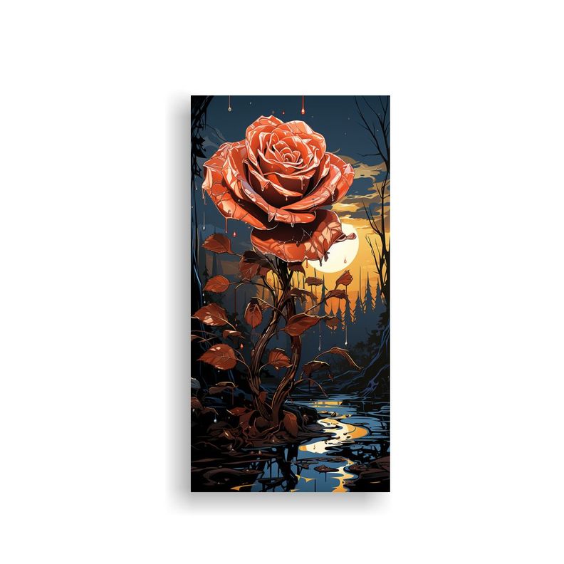 Cuadro Patron Intenso Comedor Rosa Fundida Lienzo 30x60cm