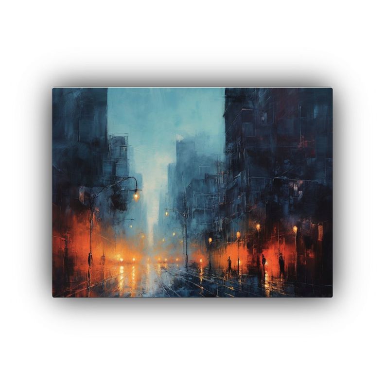 Pintura Al óleo Atmosférica De Ciudad En Movimiento 45x30cm-0