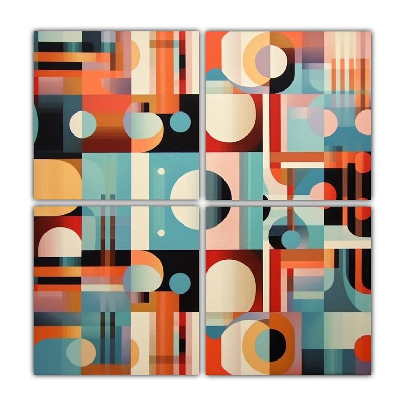 4 Lienzos Geometricos Impresos Para Decoracion 100x100 Cm
