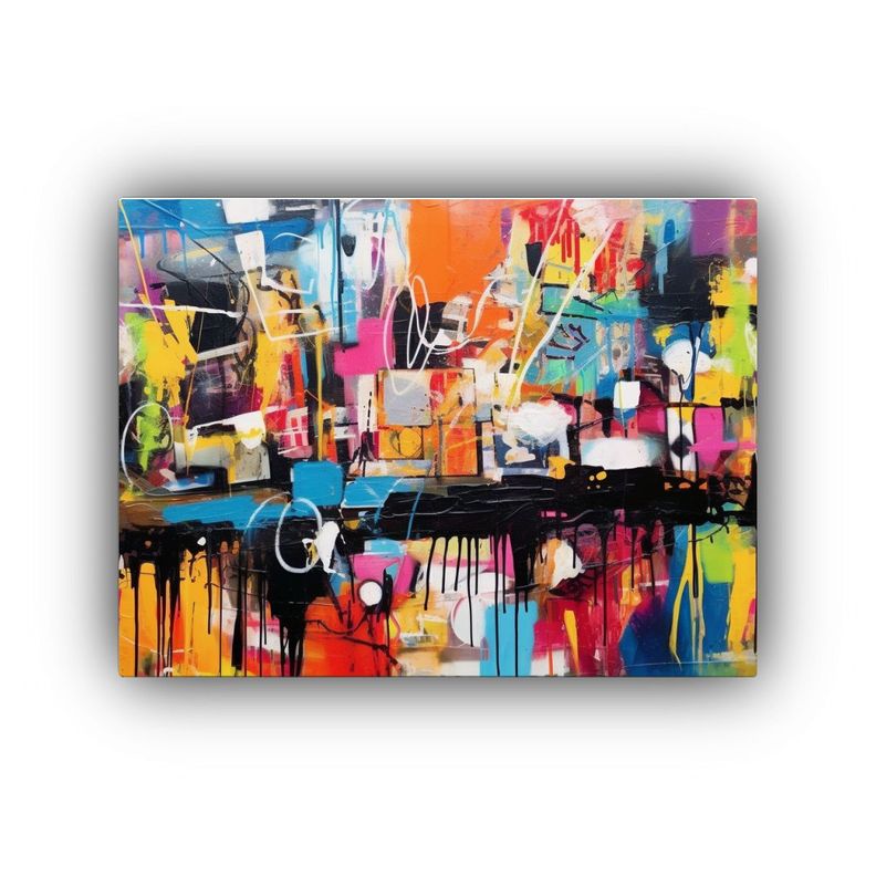 Cuadro De Pared Abstracto: Inspiración Street Art Para Deco 90x60cm-0