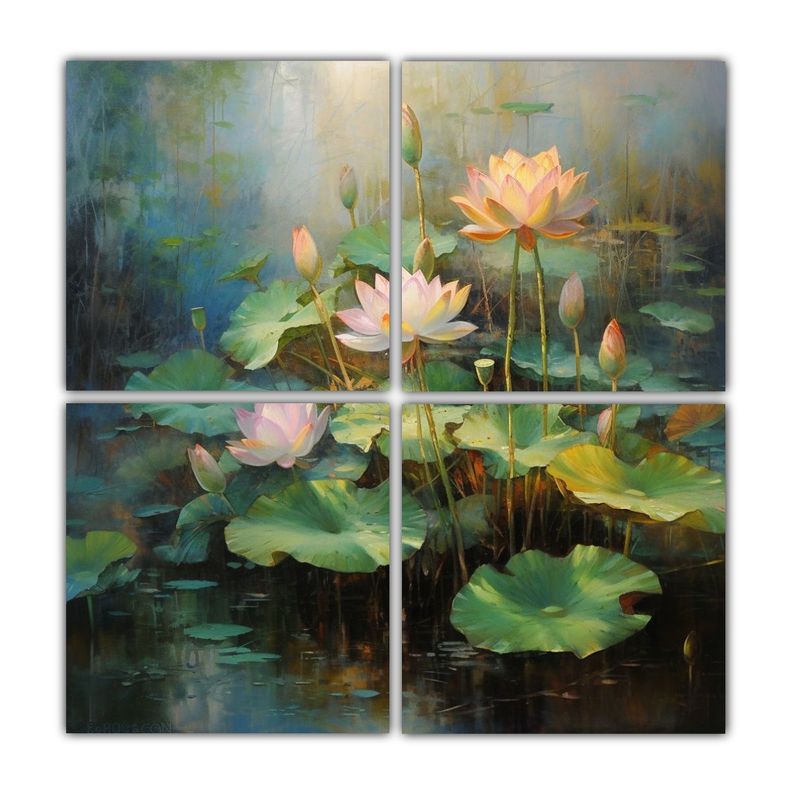 Pintura Al óleo De Loto Por Mr. Liu: Arte 200x200 Cm-0