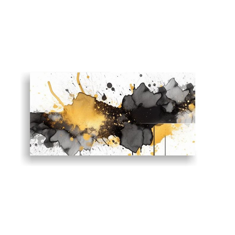 Cuadro Abstracto Negro Y Dorado En Marco 160x80cm-0