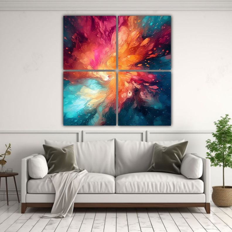 Cuadro Abstracto Estilo Pintura Al óleo De Alta 200x200 Cm-2