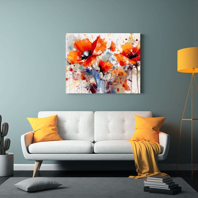 Cuadro Decorativo Juveniles Con Dos Flores De Amapola Rojas  60x40cm-2