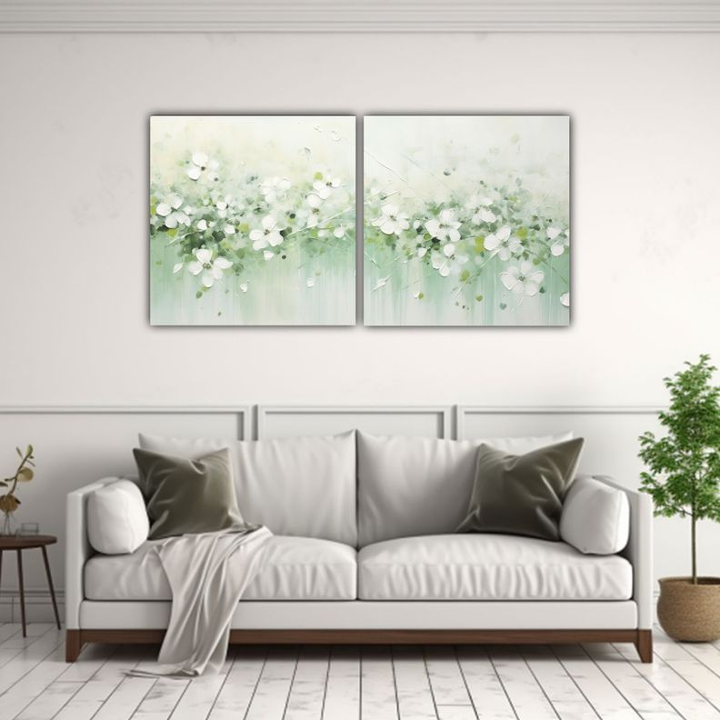Pintura Acrílica Moderna En Lienzo Blanco 80x40 Cm-2