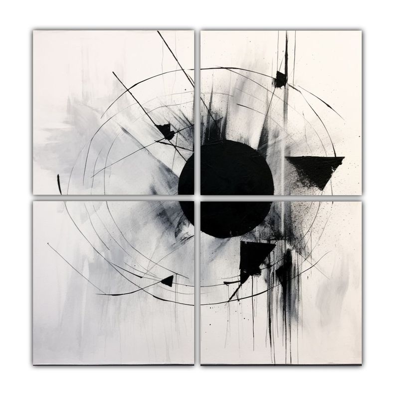 Cuatro Pinturas Abstractas Minimalistas En Blanco 60x60 Cm