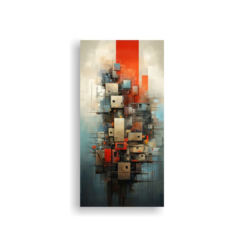 Cuadro Conceptual De Paisaje Urbano Abstracto 80x160cm-0