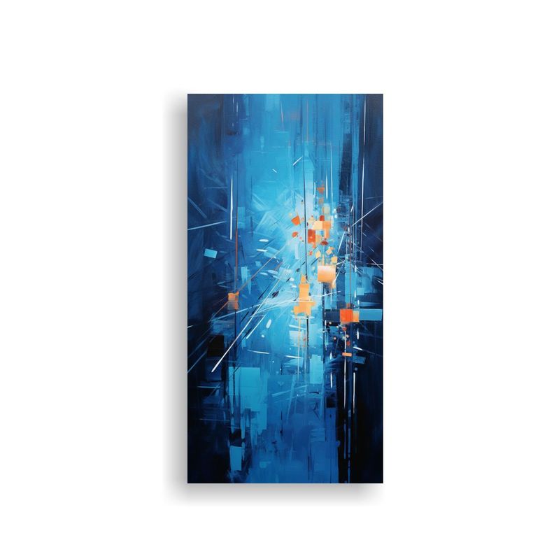 Pintura Abstracta Colorida Con Luces Y Líneas, 30x60cm-0