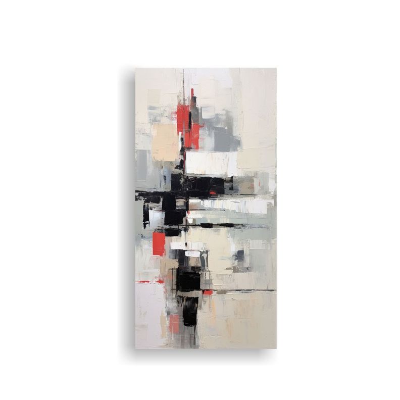 Pintura Abstracta Minimalista En óleo En Blanco 20x40cm-0