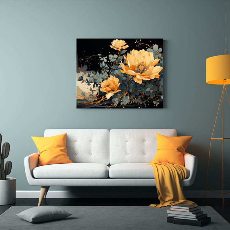 Pinturas De Decoración: Cactus En Dorado Y Negro 45x30cm-2