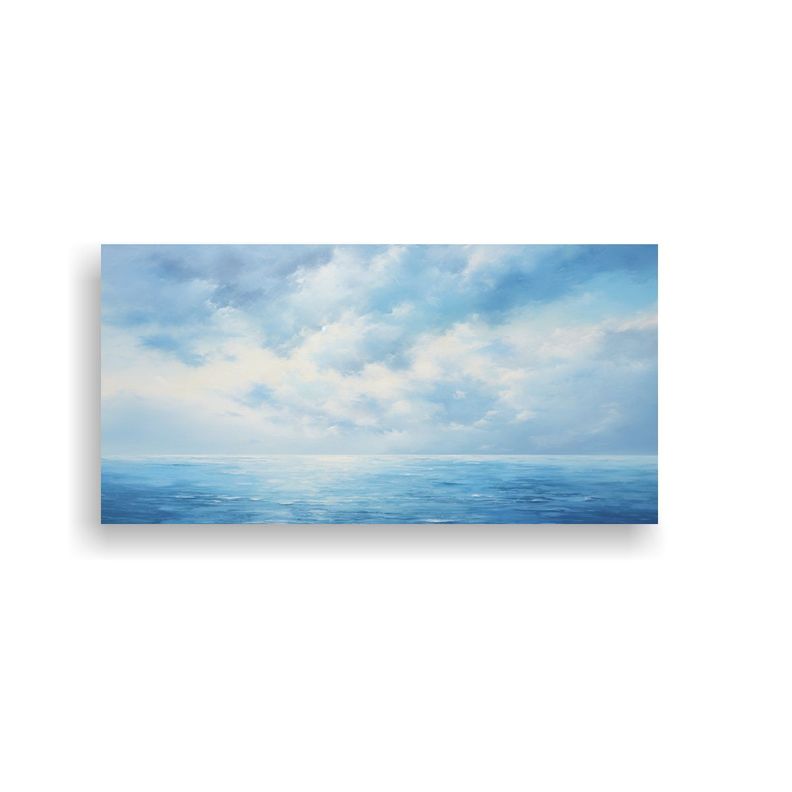 Cuadro Abstracto Azul Inspirado En Cielo Y Mar 40x20cm-0