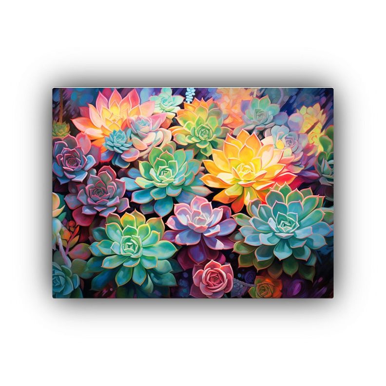Pintura Abstracta De Suculentas Flores Detalladas En óleo. 60x40cm-0