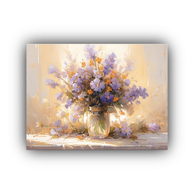Cuadro De Flores Moradas Y Doradas Para Decoración Del Cuar 60x40cm-0