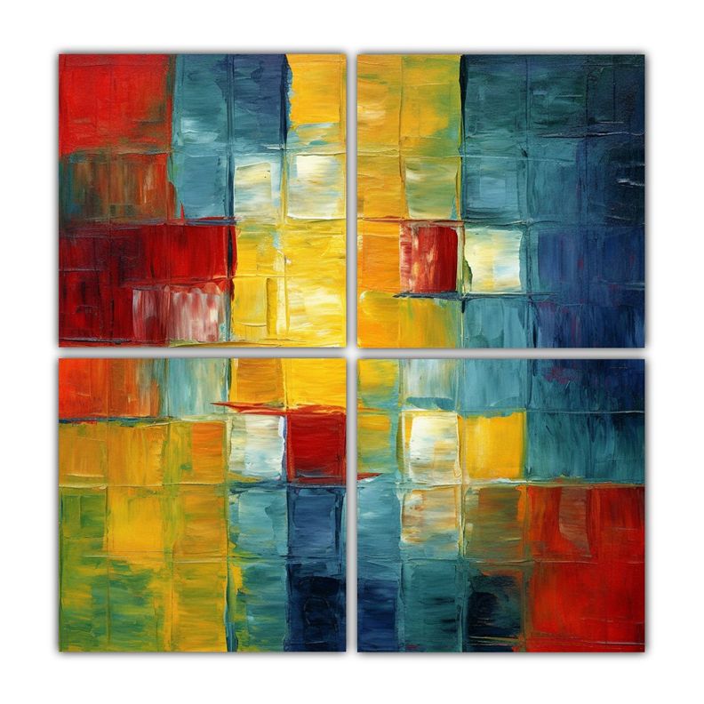Cuadro Pintado Al óleo Estilo Sala Decoración 40x40 Cm-0