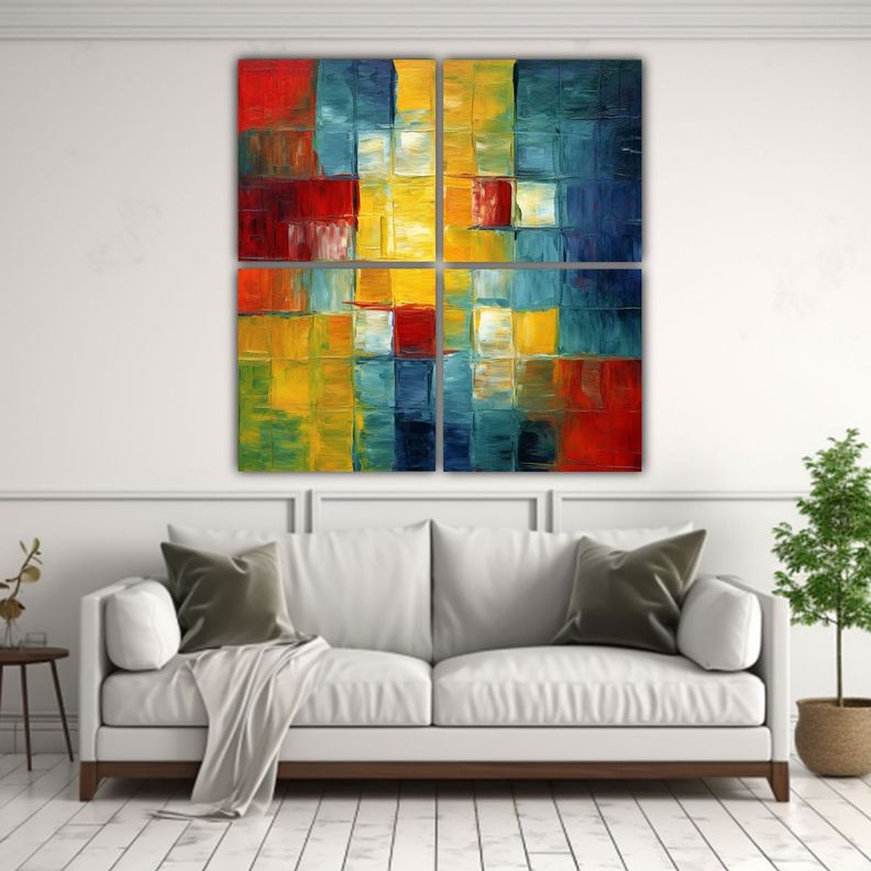 Cuadro Pintado Al óleo Estilo Sala Decoración 40x40 Cm-2