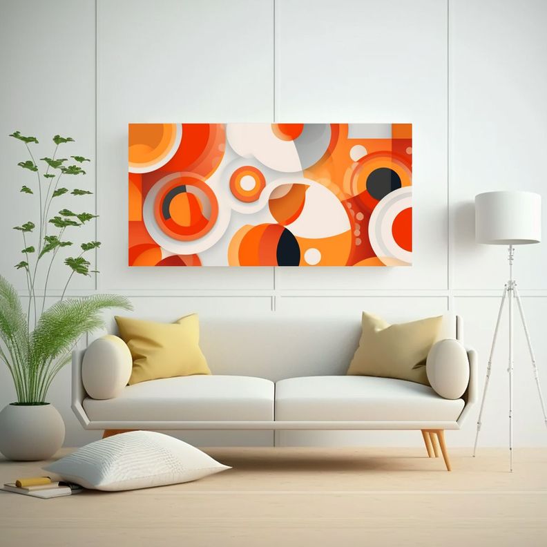 Cuadro Abstracto Tela En Bastidor Moderno: 80x40cm-2