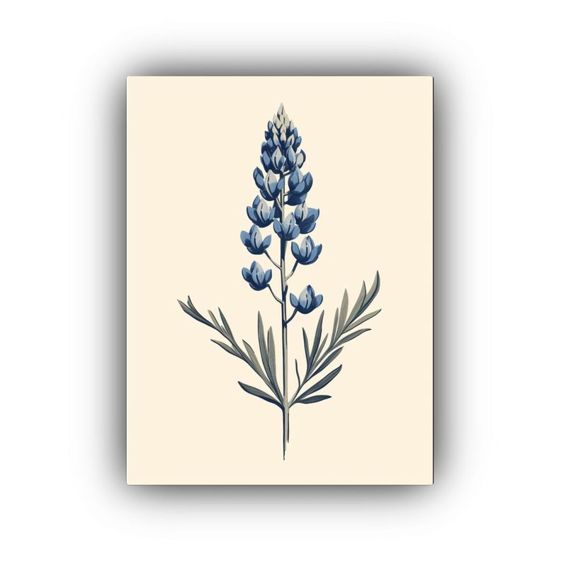 Cuadro Acuarela Minimalista De Un Bluebonnet 20x30cm