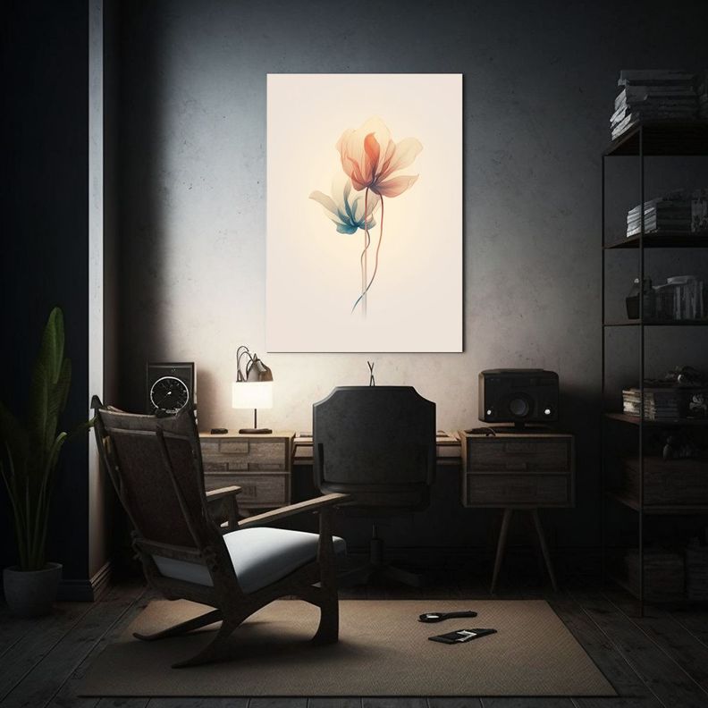 Pintura Acuarela En Bastidor Líneas Minimalistas 30x45cm-2