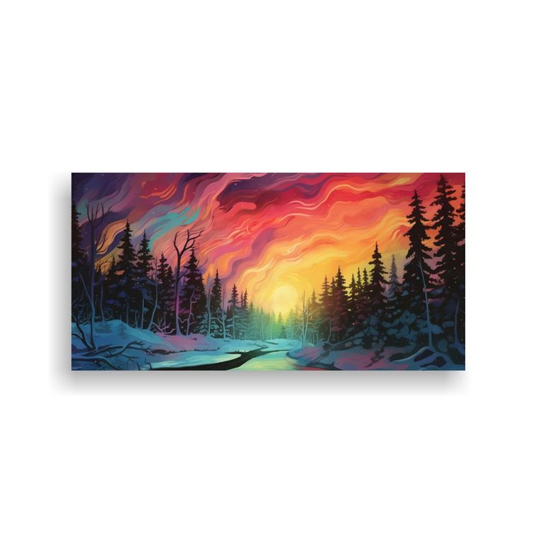 Pintura Cuadro Aurora Boreal Naturaleza Nórdica 140x70cm-0