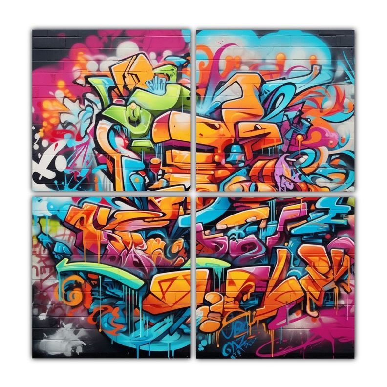 Cuadros Finas Lineas Graffiti Arte Decorativo 40x40 Cm