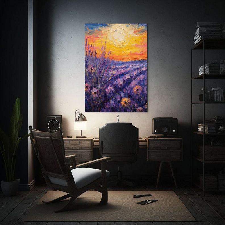 Cuadro Abstracto Innovador De Lavanda En óleo 40x50cm-2
