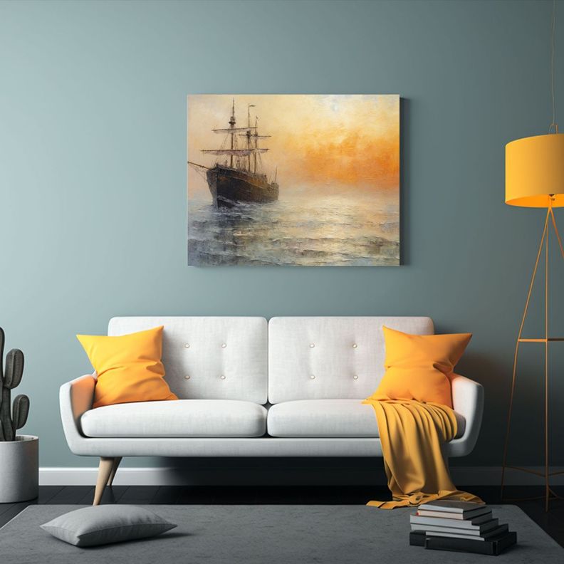 Cuadro Marino Barco Costa Impresionista óleo Lienzo. 50x40cm-2