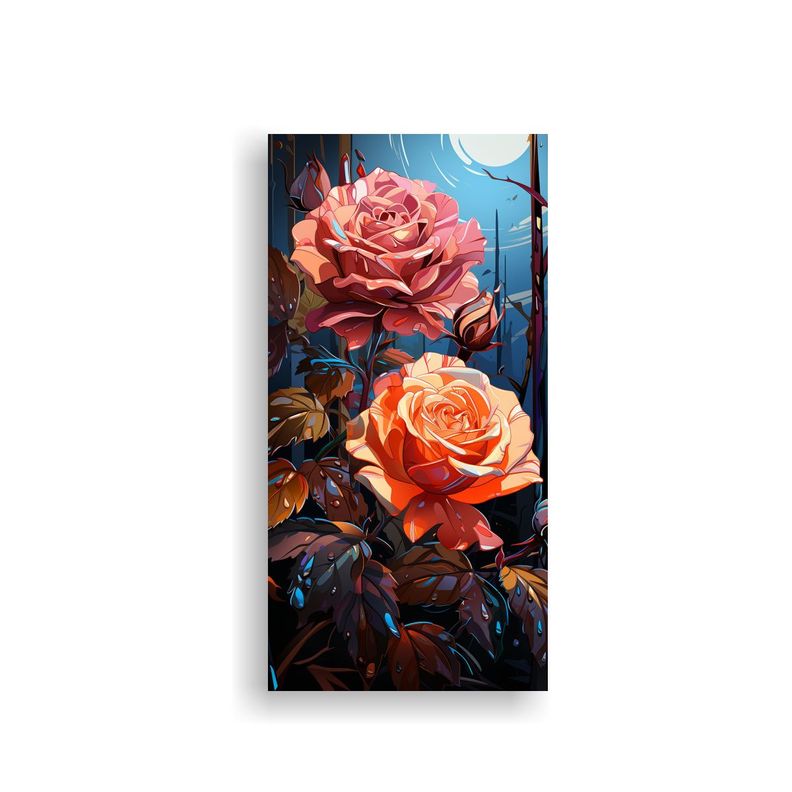 Pintura De Arte De Pared Floral Híbrido De Rosas 30x60cm-0