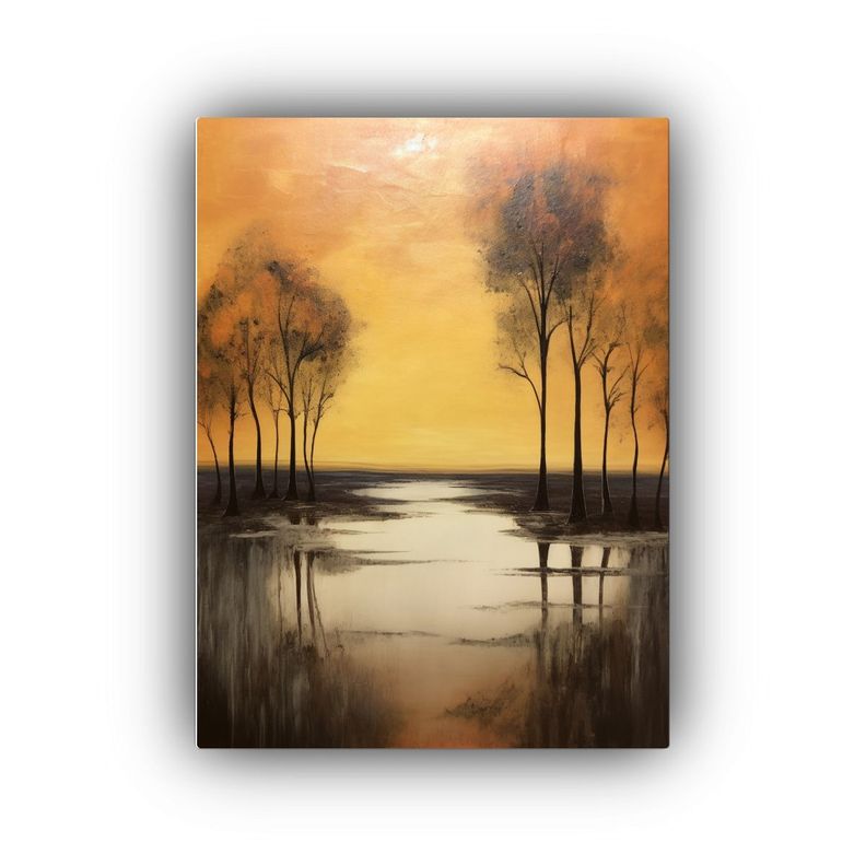 Paisaje Abstracto Minimalista Pintura Al óleo De Composici 50x75cm-0