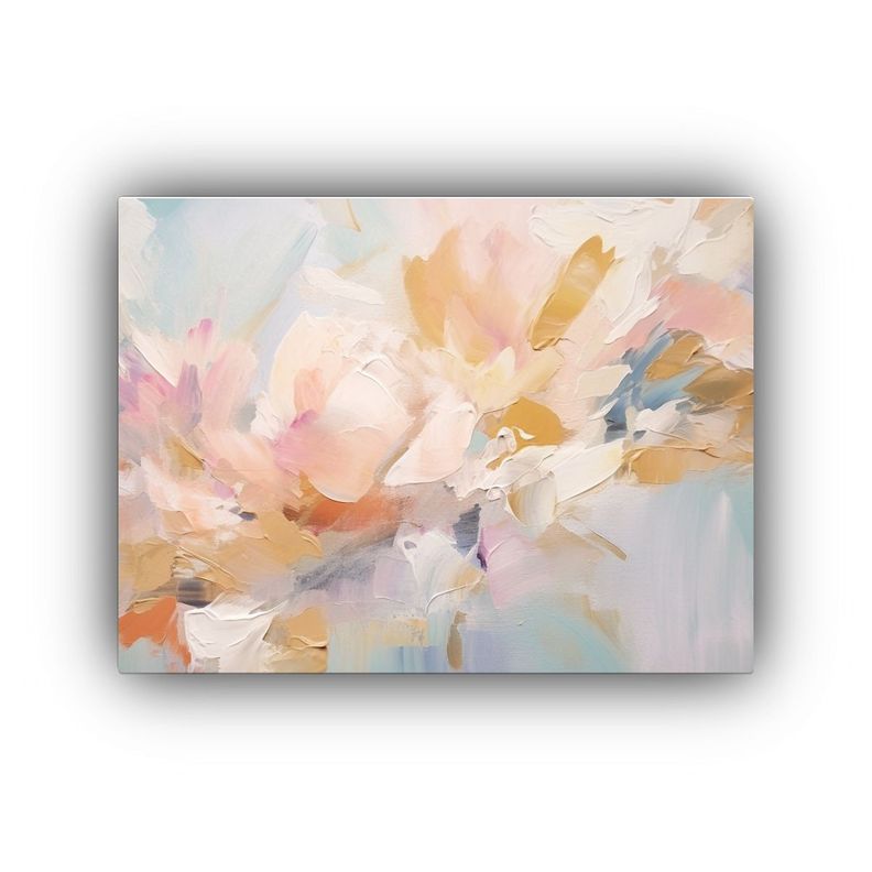 Pintura Al óleo Abstracta De Flores En Colores Suaves Y Min 30x20cm-0