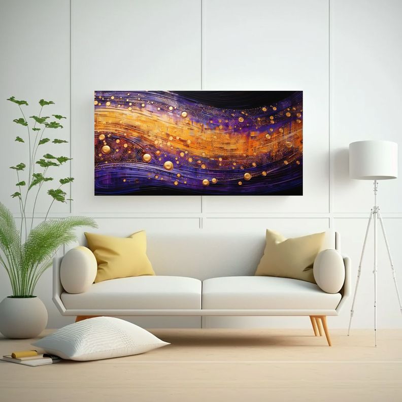 Pintura De Lienzo Estilo Puntillismo Luminoso 80x40cm-2