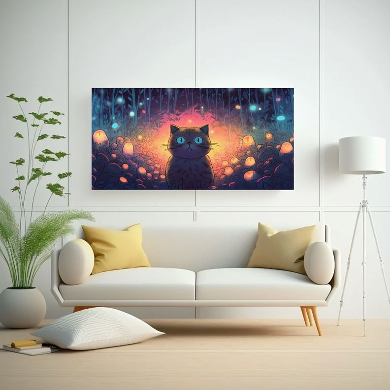 Pinturas Decorativas Vintage De Gatos Con Ojos 40x20cm-2