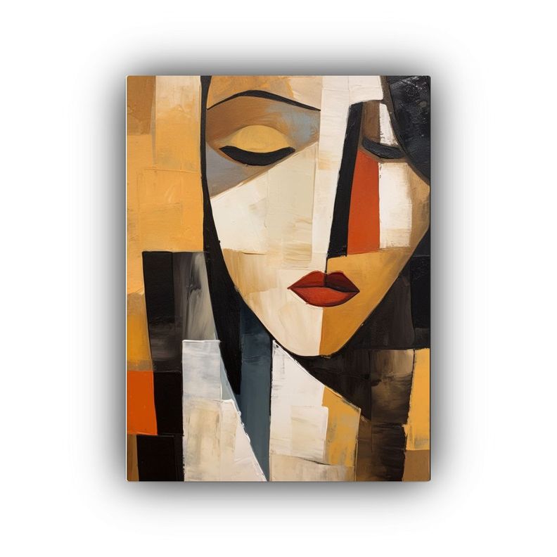 Cuadro Minimalista Al óleo De Un Cálido Retrato  30x45cm-0