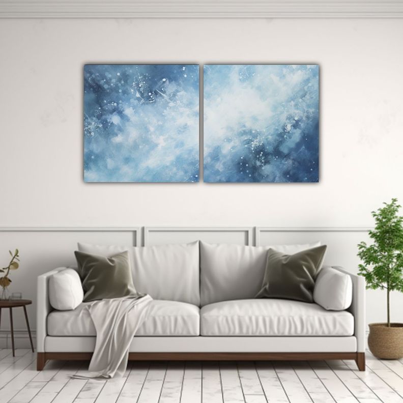 Pintura Dinámica Representando Tormenta De Nieve 100x50 Cm-2