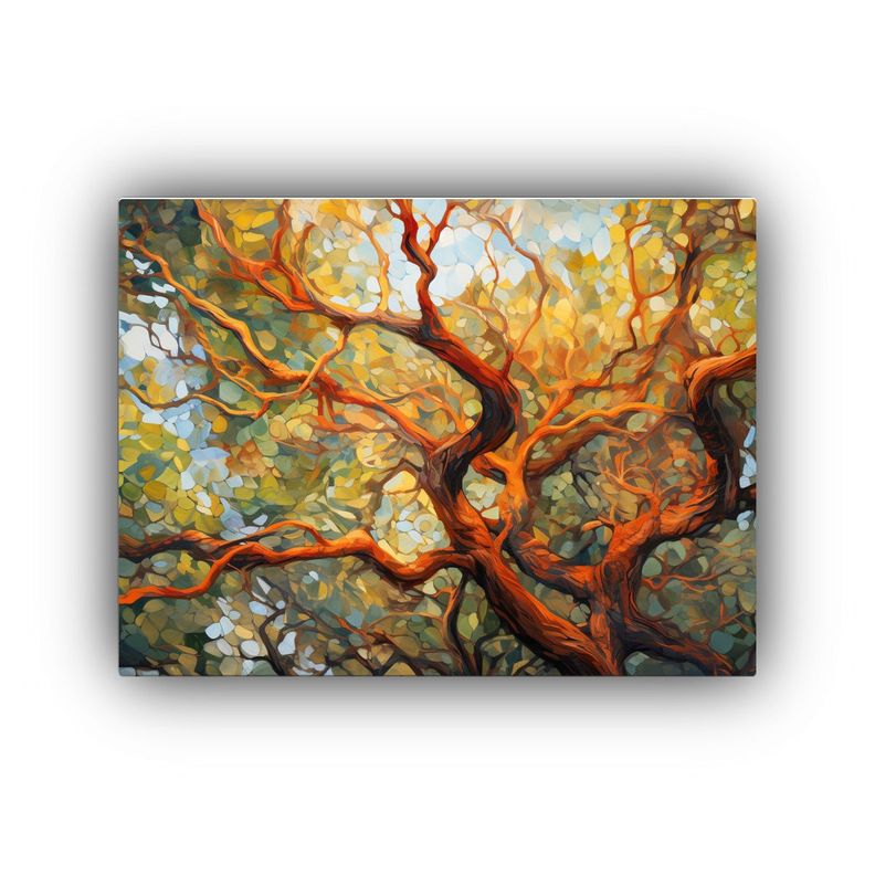 Pintura Abstracta De Alto Detalle En óleo Del árbol Arbutu 30x20cm-0
