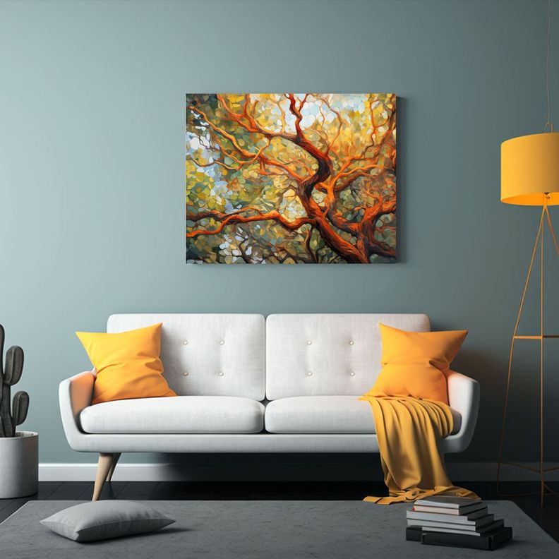Pintura Abstracta De Alto Detalle En óleo Del árbol Arbutu 30x20cm-2