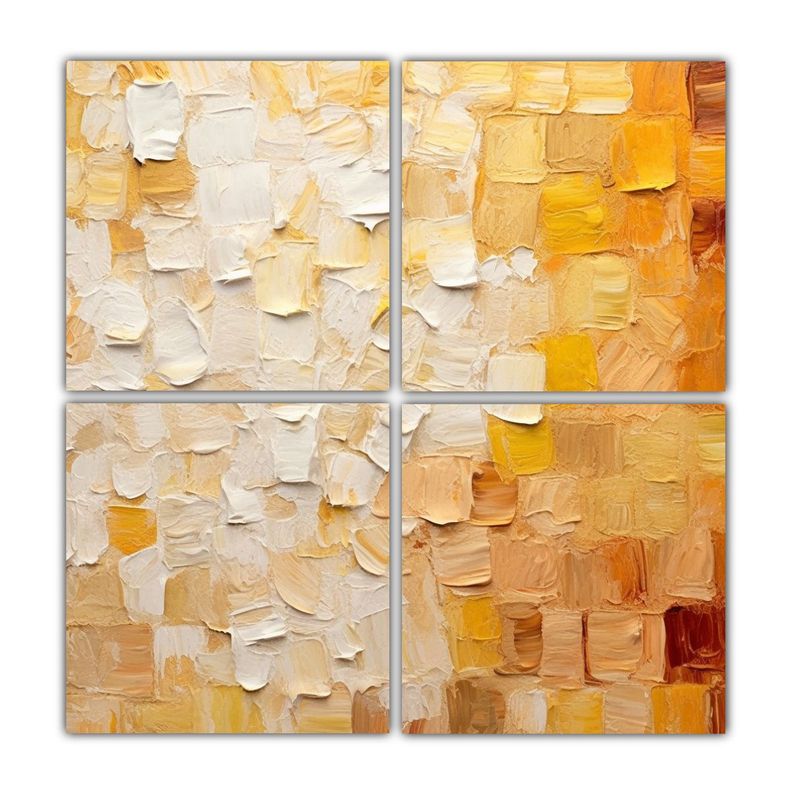 Cuadro Vanguardia Beige Y Blanco Con Lienzos 100x100 Cm