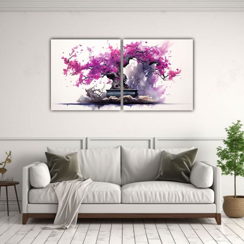 Artes Moderno Set 2 Pinturas Abstractas Calles 80x40 Cm-2