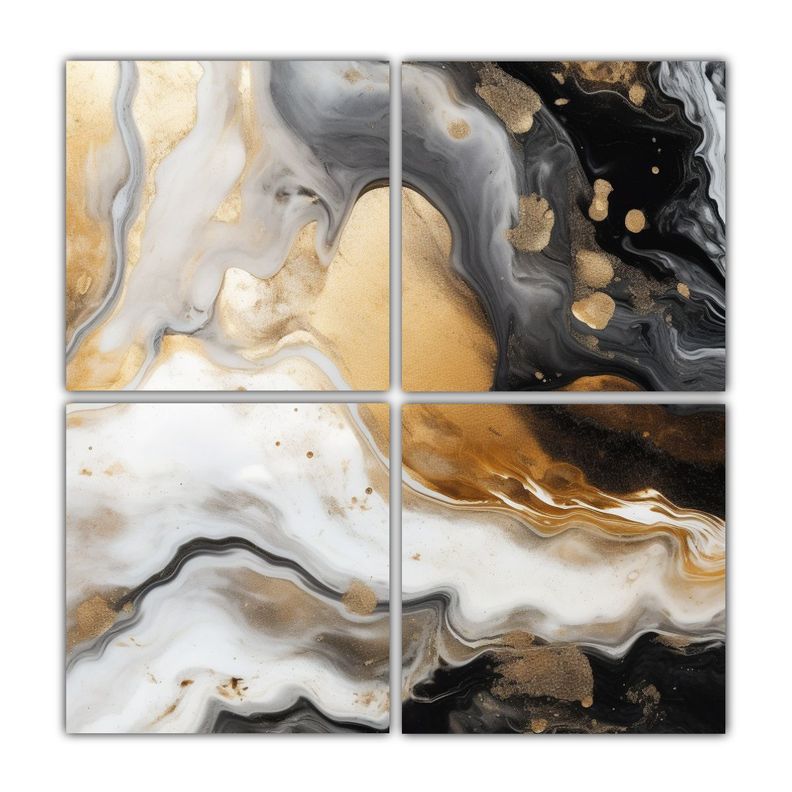 Cuatro Lienzos De Tela Abstracto Living M Textura 100x100 Cm-0