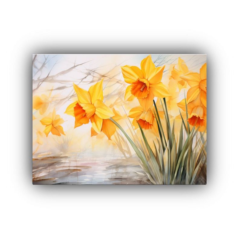 Cuadro Impreso Armonía Flores Narcisos Colores Naranja Abst 120x80cm-0