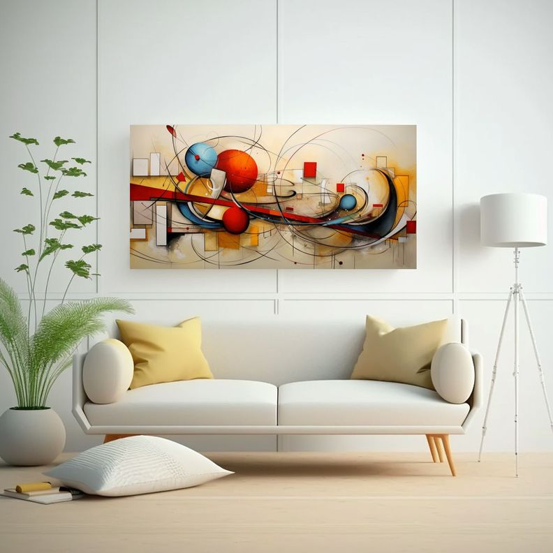 Cuadro Cuadro Abstracta Dinámica: Arte Famoso 60x30cm-2