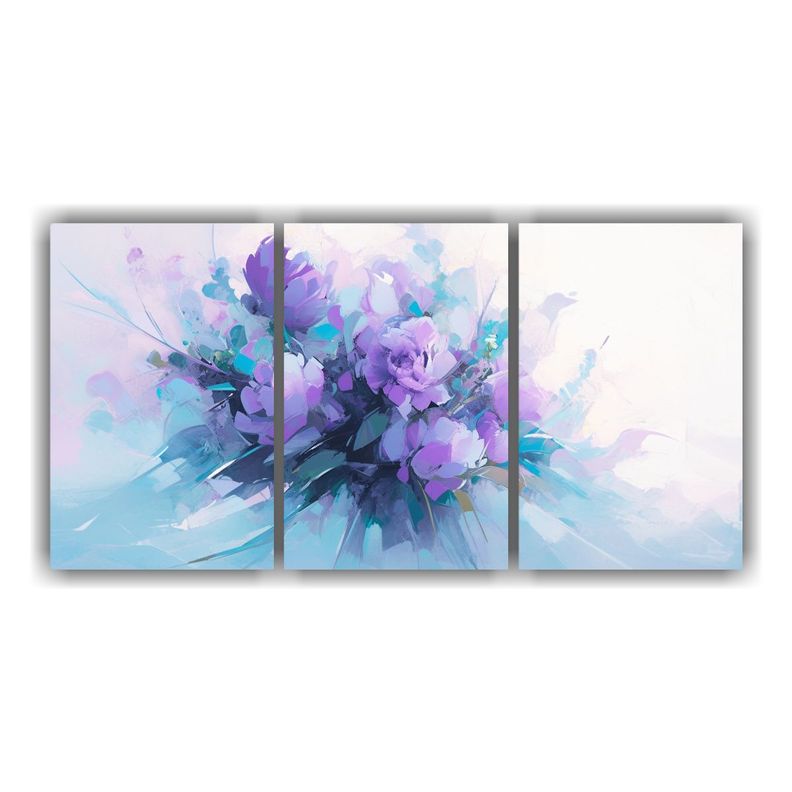 Tres Cuadros Cuadro Estético Pintura De Flores 240x120 Cm-0