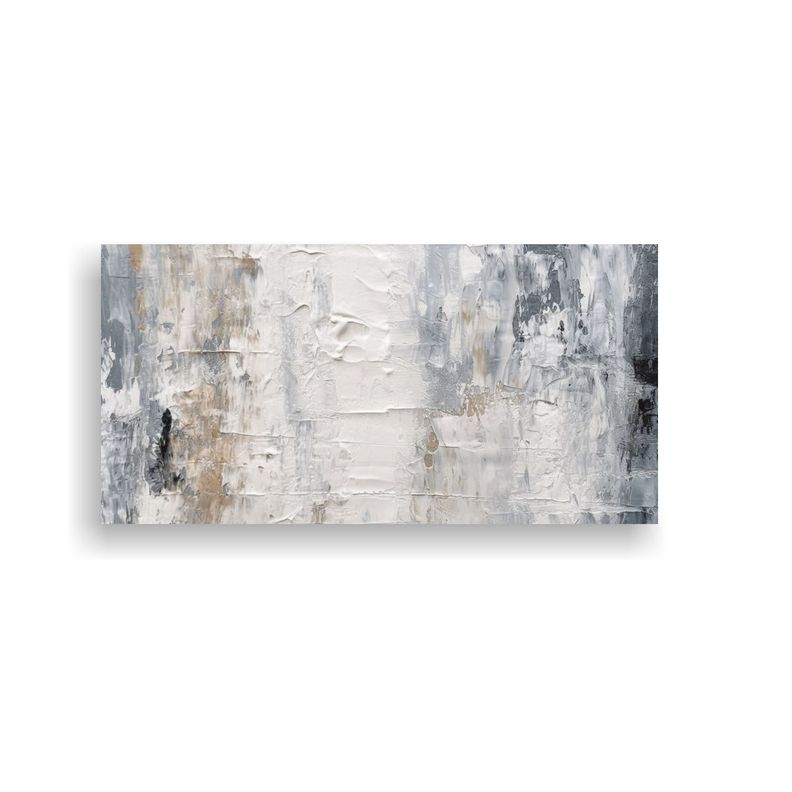 Cuadro Abstracto De Calidad En Tono Gris Y Blanco 120x60cm-0