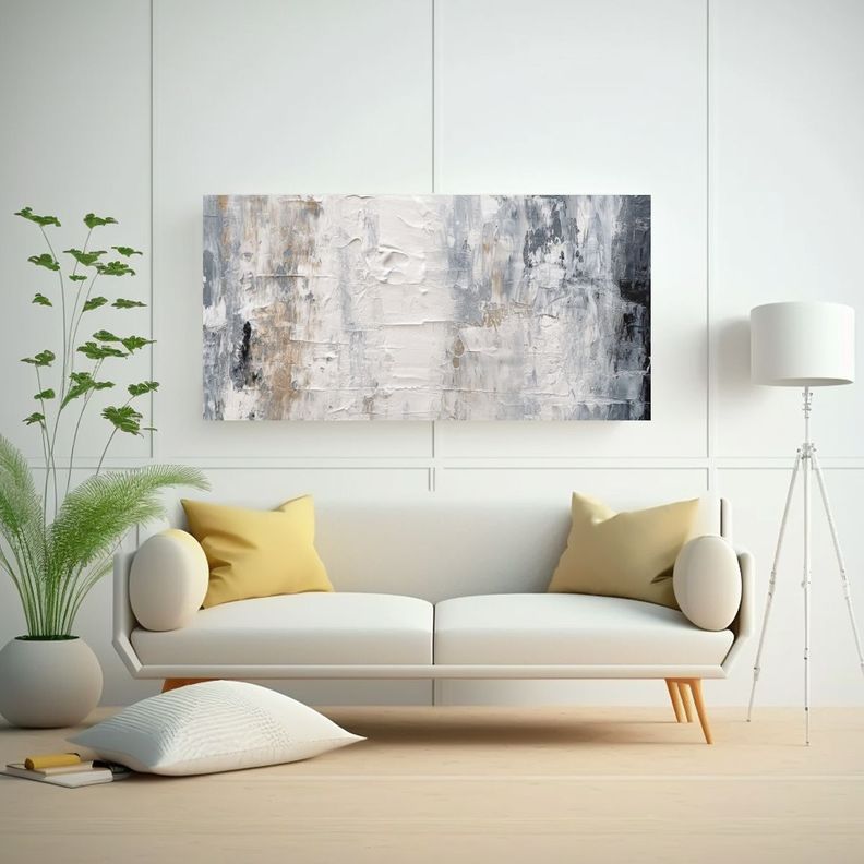 Cuadro Abstracto De Calidad En Tono Gris Y Blanco 120x60cm-2