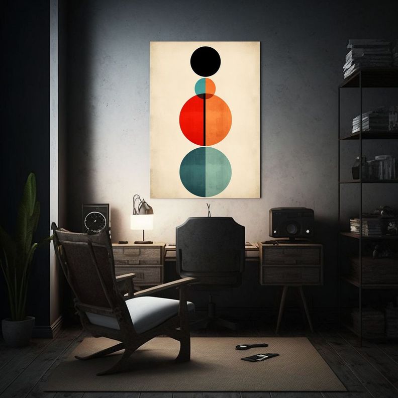 Pintura Abstracta Minimalista Geometría Armónica 30x45cm-2