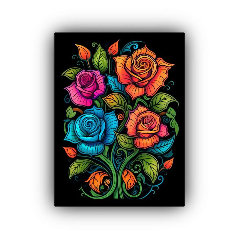 Cuadro Flores Hermosas Con Tallo Y Hojas Negras 30x45cm-0