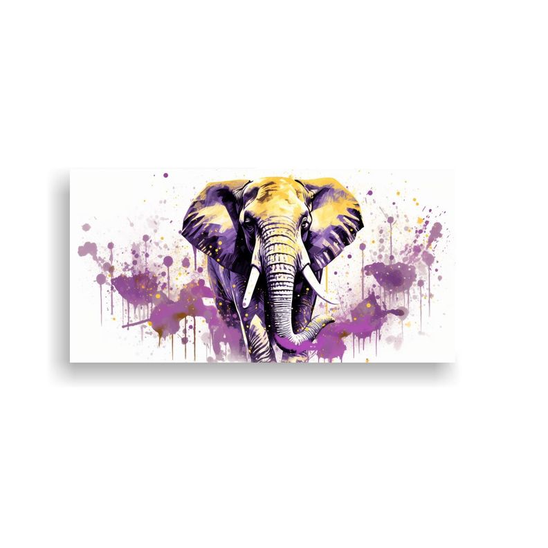 Pintura Decorativa De Elefante En Colores 140x70cm-0
