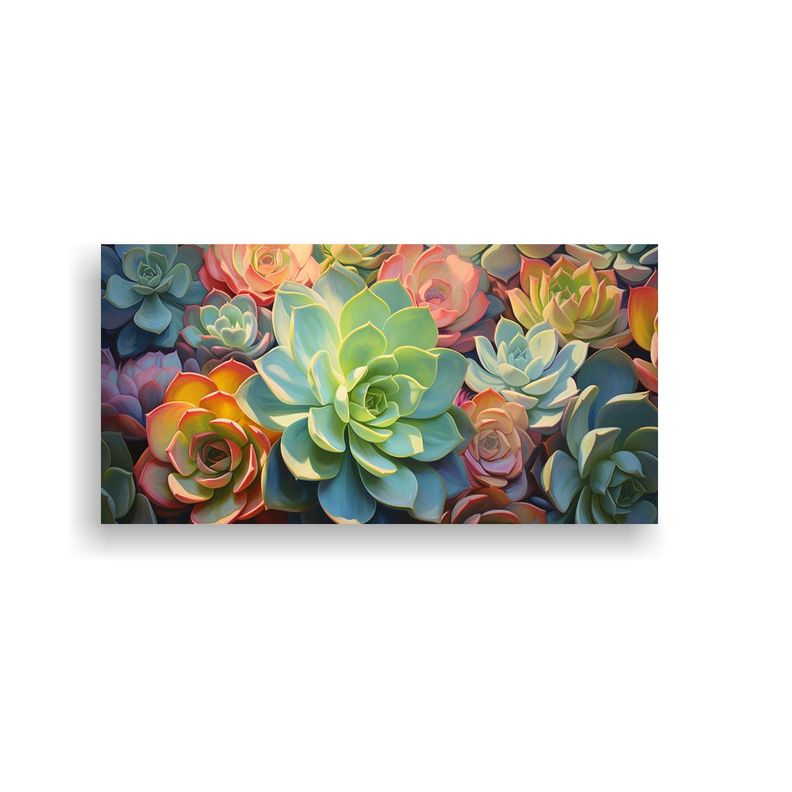 Pintura Abstracta De Suculentas En Aceite 40x20cm-0