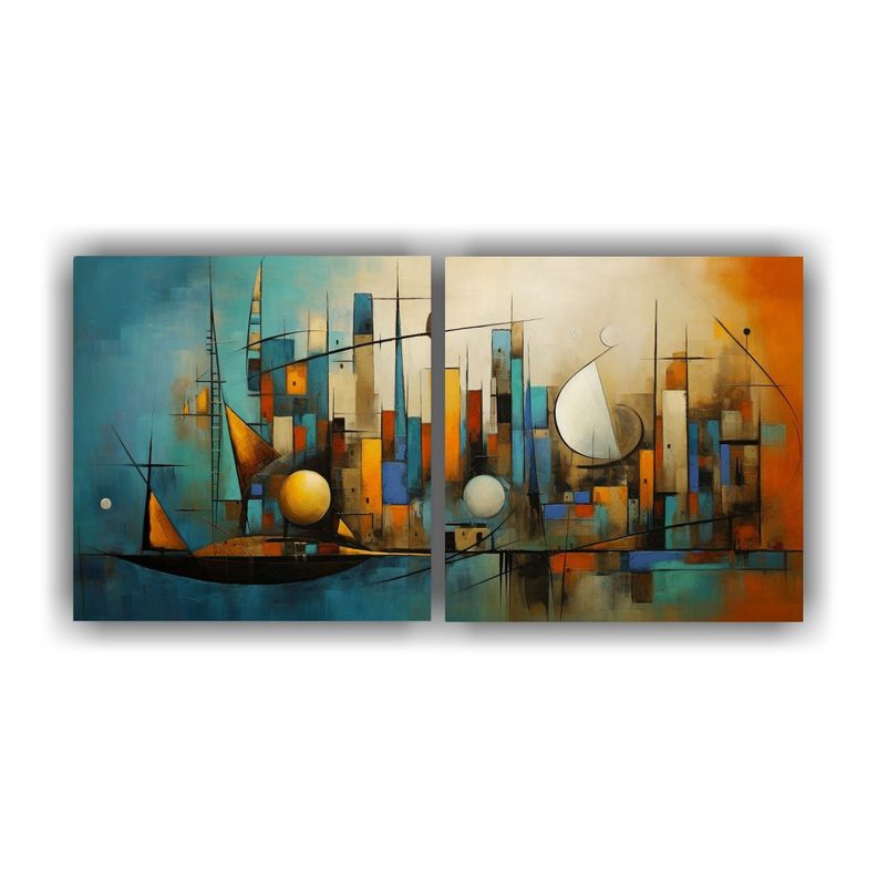 Cuadros Decorativos De Barcos Abstractos 40x20 Cm