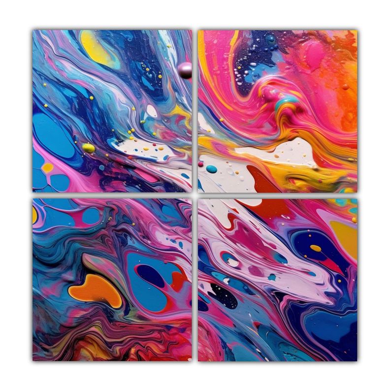 Lienzo Abstracto Decorativo Con Multiples 100x100 Cm