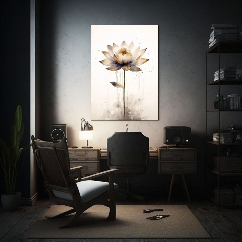 Cuadro Hermoso Relieve De Flor De Loto Abstracto, 80x120cm-2